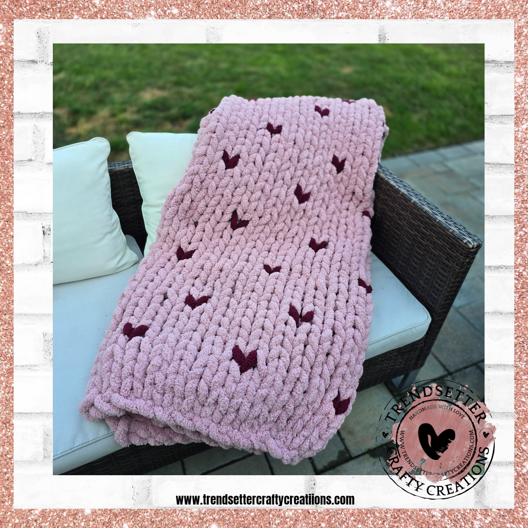 A❥︎ Chunky Knit Heart Blanket – Trendsetter Crafty Creations